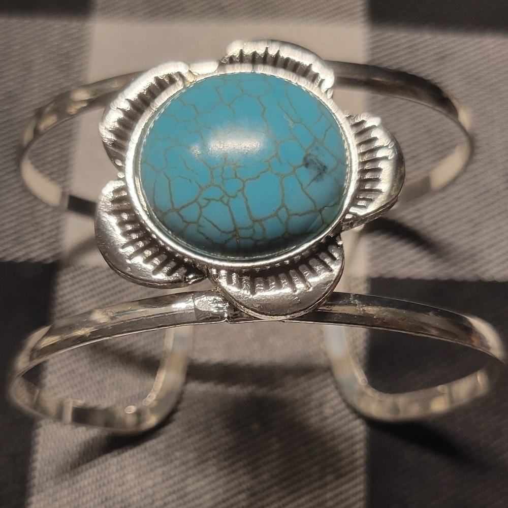 Turquoise and silver costume bracelet